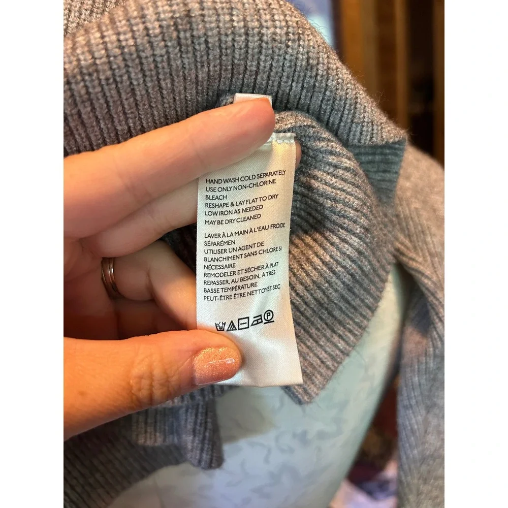 Free People Softly Structured Oversized Turtleneck Knit Sweater Grey Size S